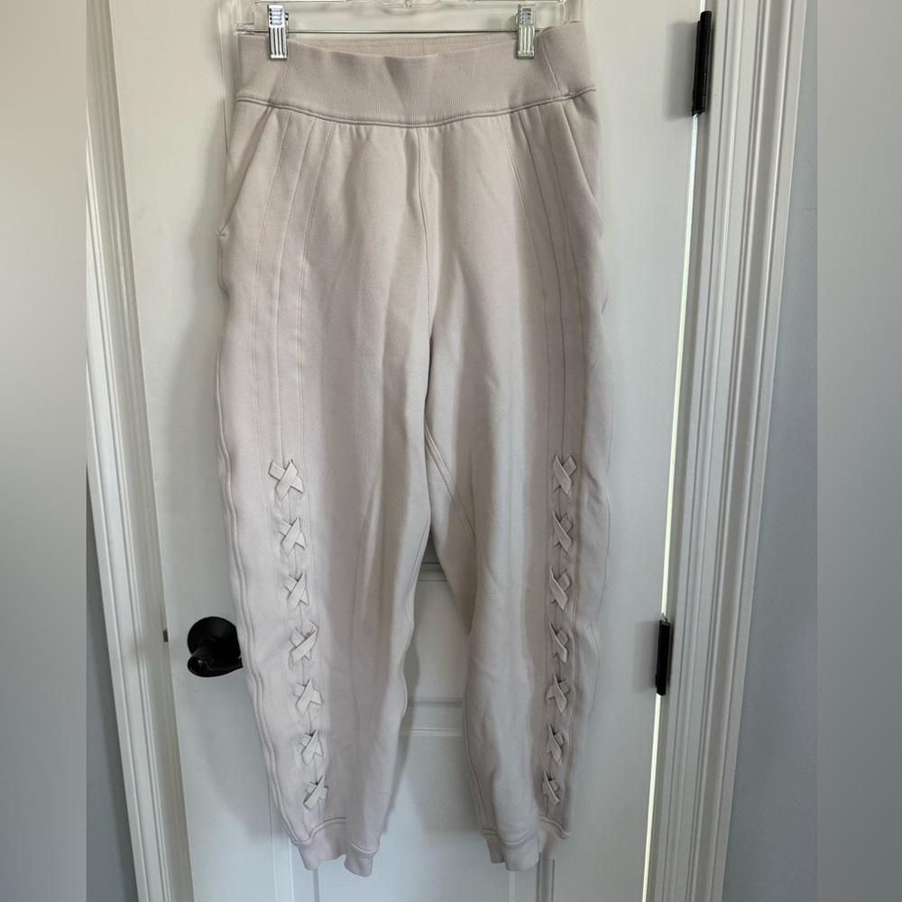Lululemon Athletica Cream Joggers with Braided Detail